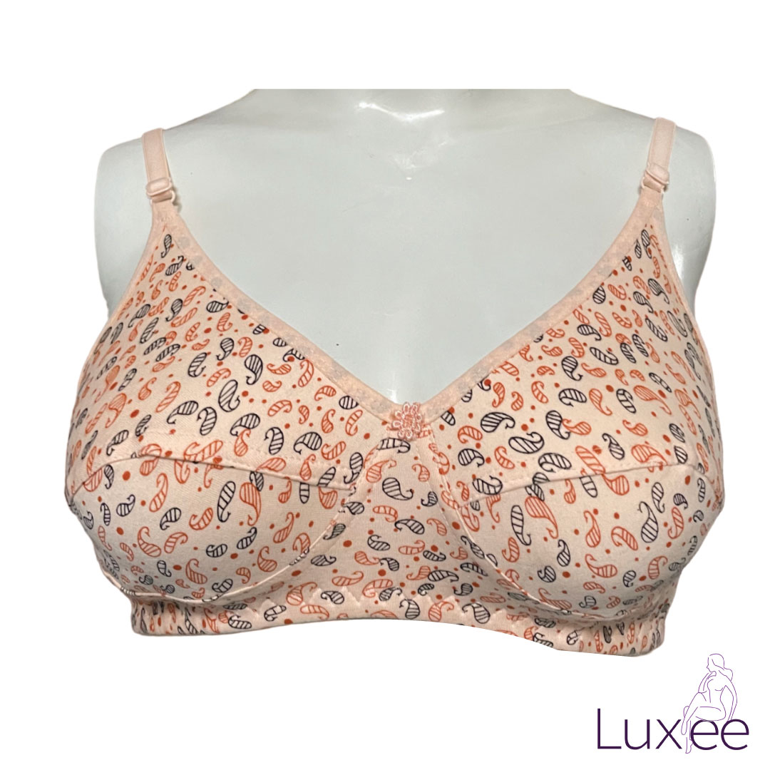 Cotton Printed Wire Free, Non Padded Everyday Women Bra, Summer Collection